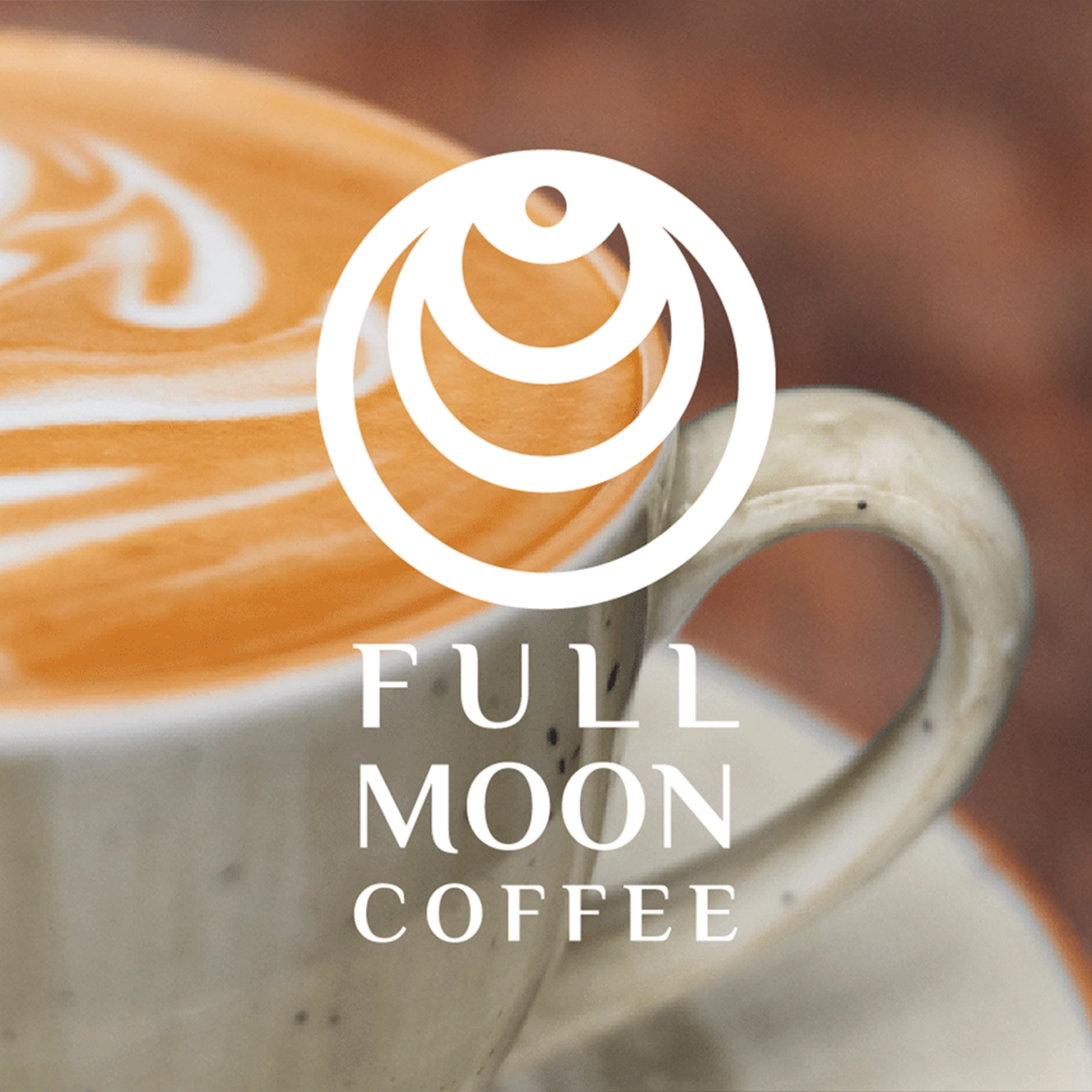 Full Moon Coffee brand identity design featuring modern logo and packaging