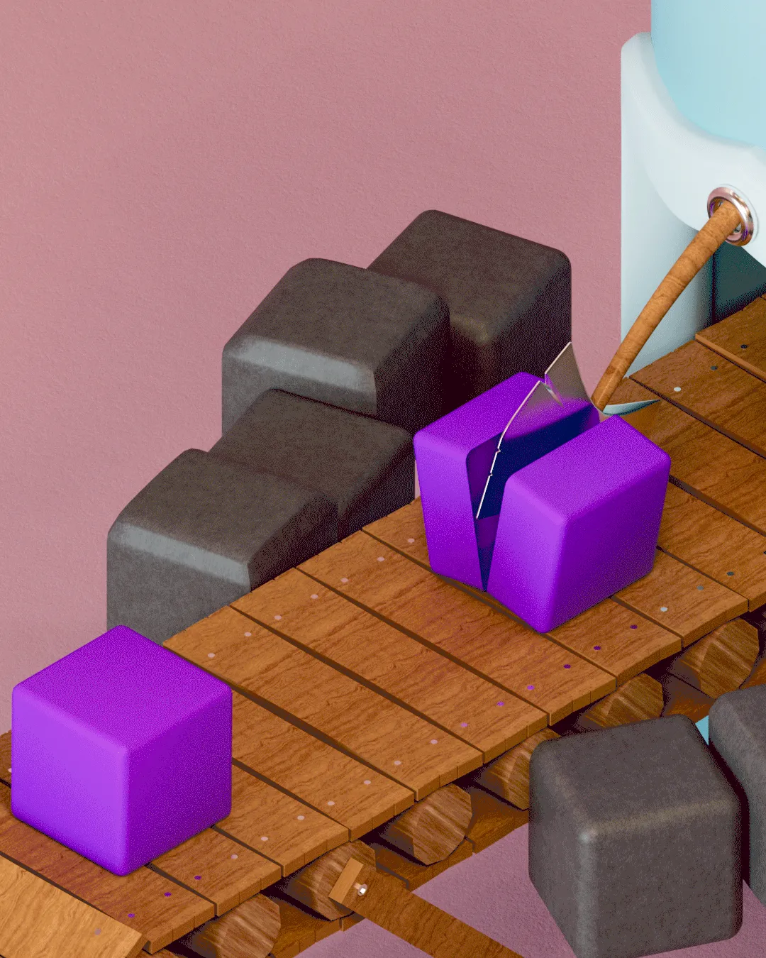 3D Animation Cutted Axe 02