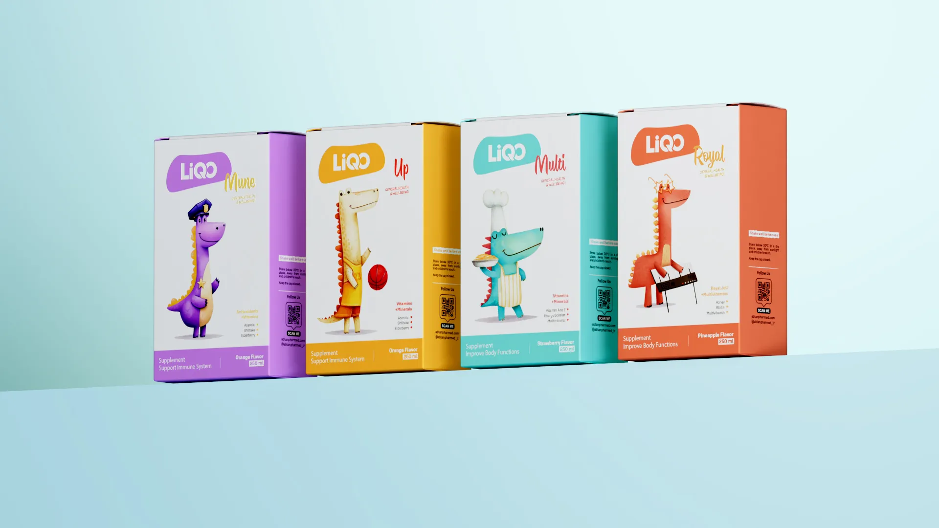 LIQO kids supplements vibrant and playful packaging design